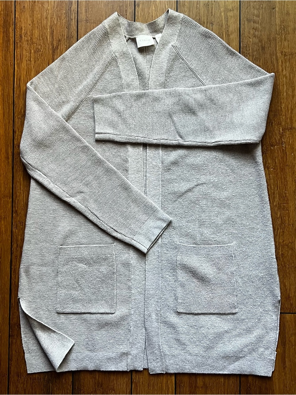 Cyrus Open-Front Pocket Oatmeal Heather Cardigan Size XL